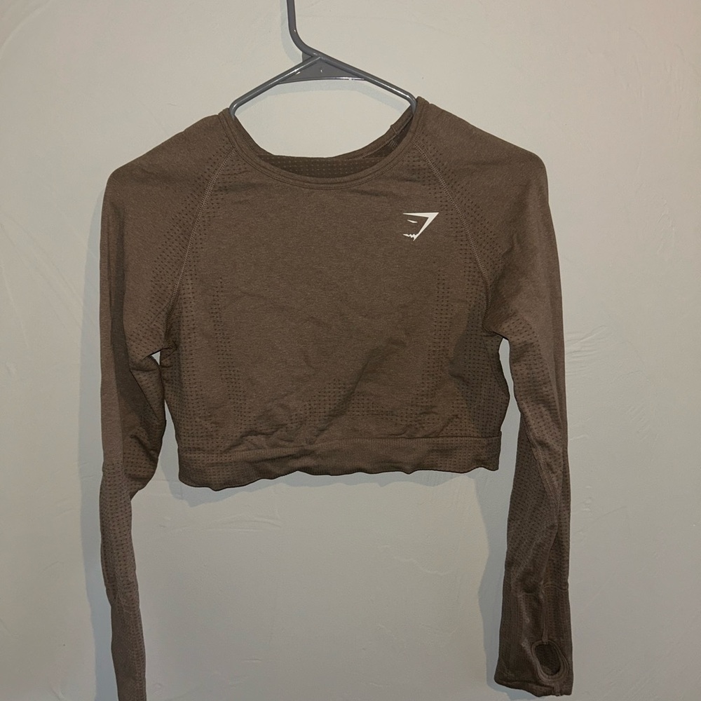 Gymshark Vital Crop Top - Vanilla Brown Marl